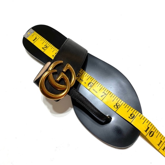 GG Gucci Marmont Black Leather Sandals - Picture 11 of 12